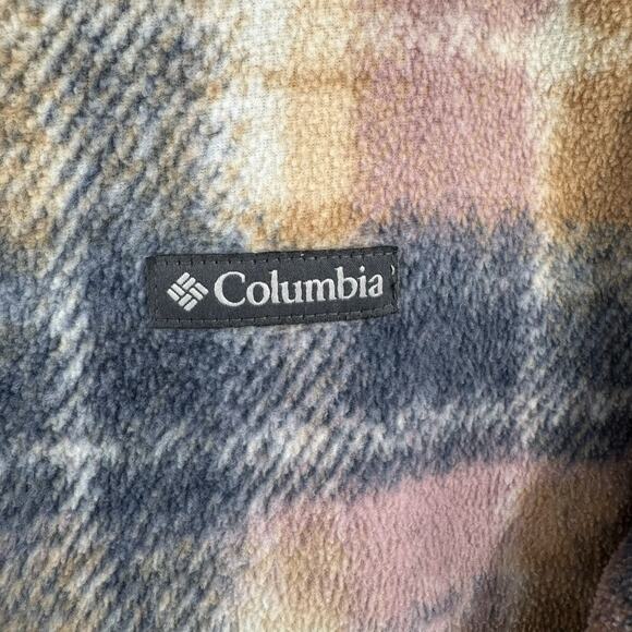 Columbia Jacket Womens Small Pink Brown Plaid Fleece Shacket Outdoors Pockets - Picture 7 of 12